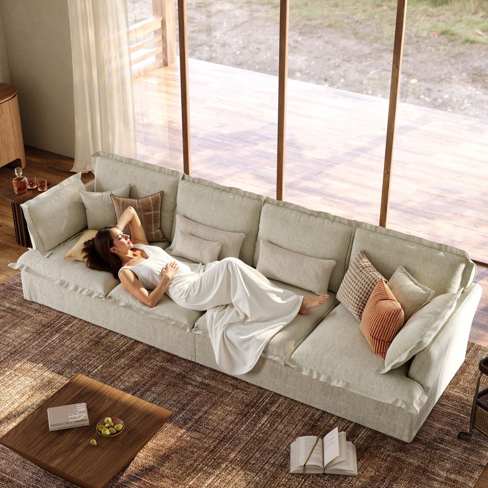 Living Room Gray Cotton and Linen Sofas & Loveseats