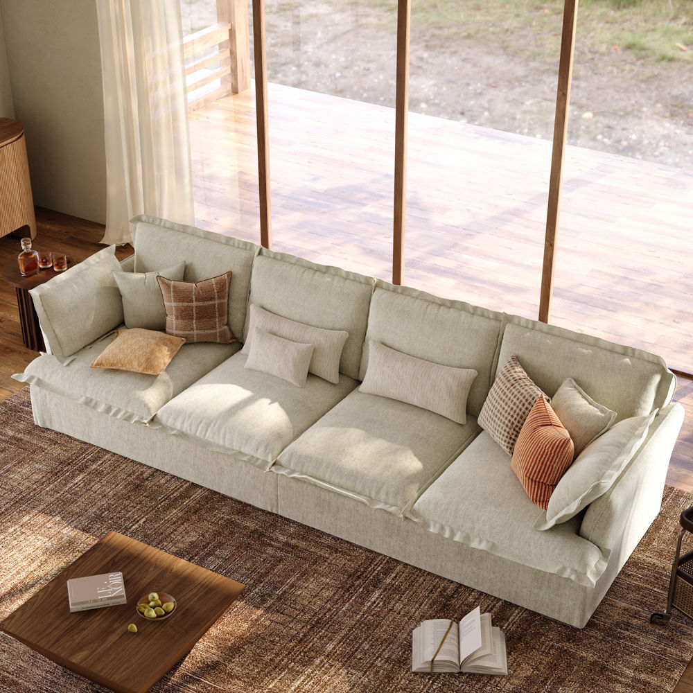 Soft Gray Cotton and Linen Sofas & Loveseats