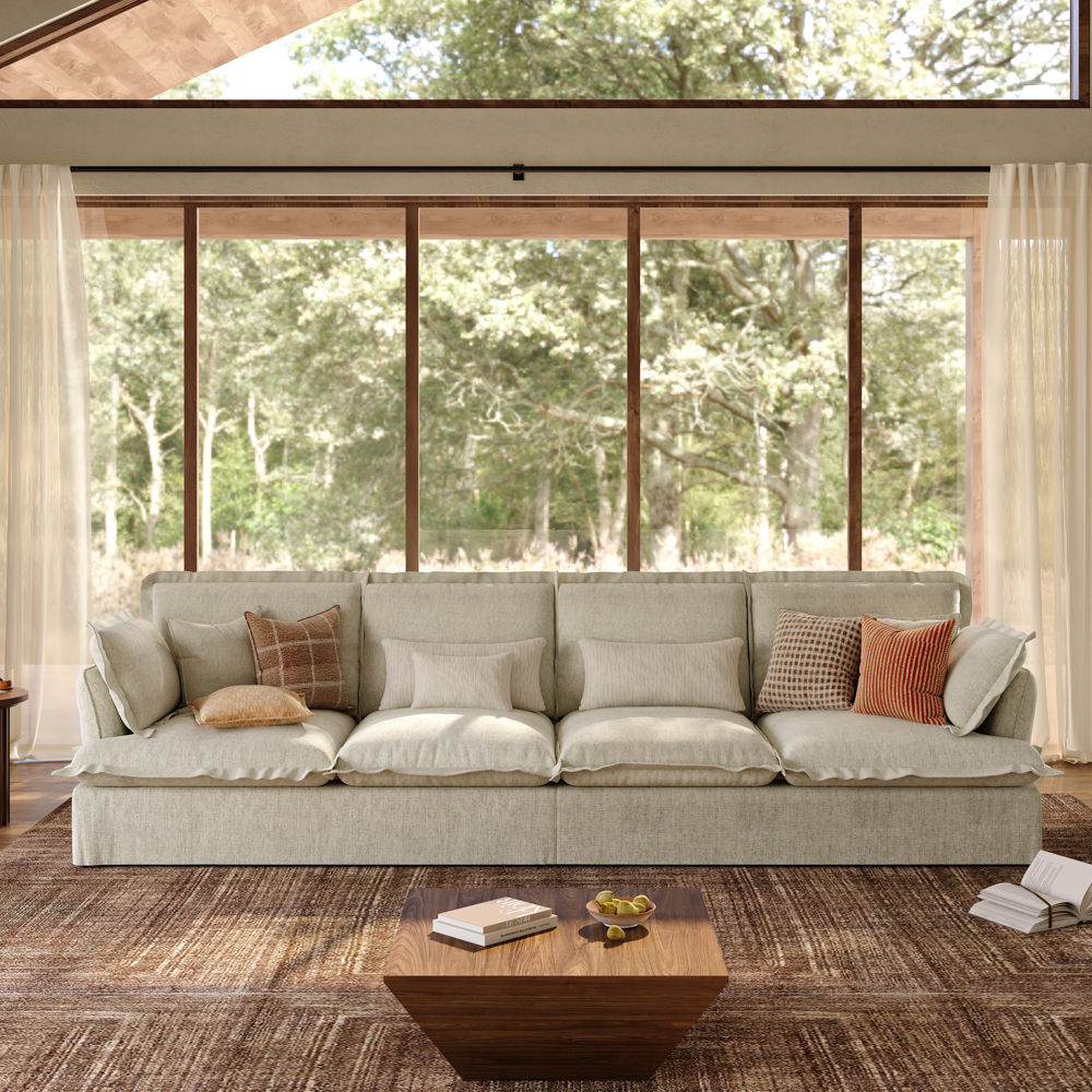 Cotton Doll Gray Cotton and Linen Sofas & Loveseats