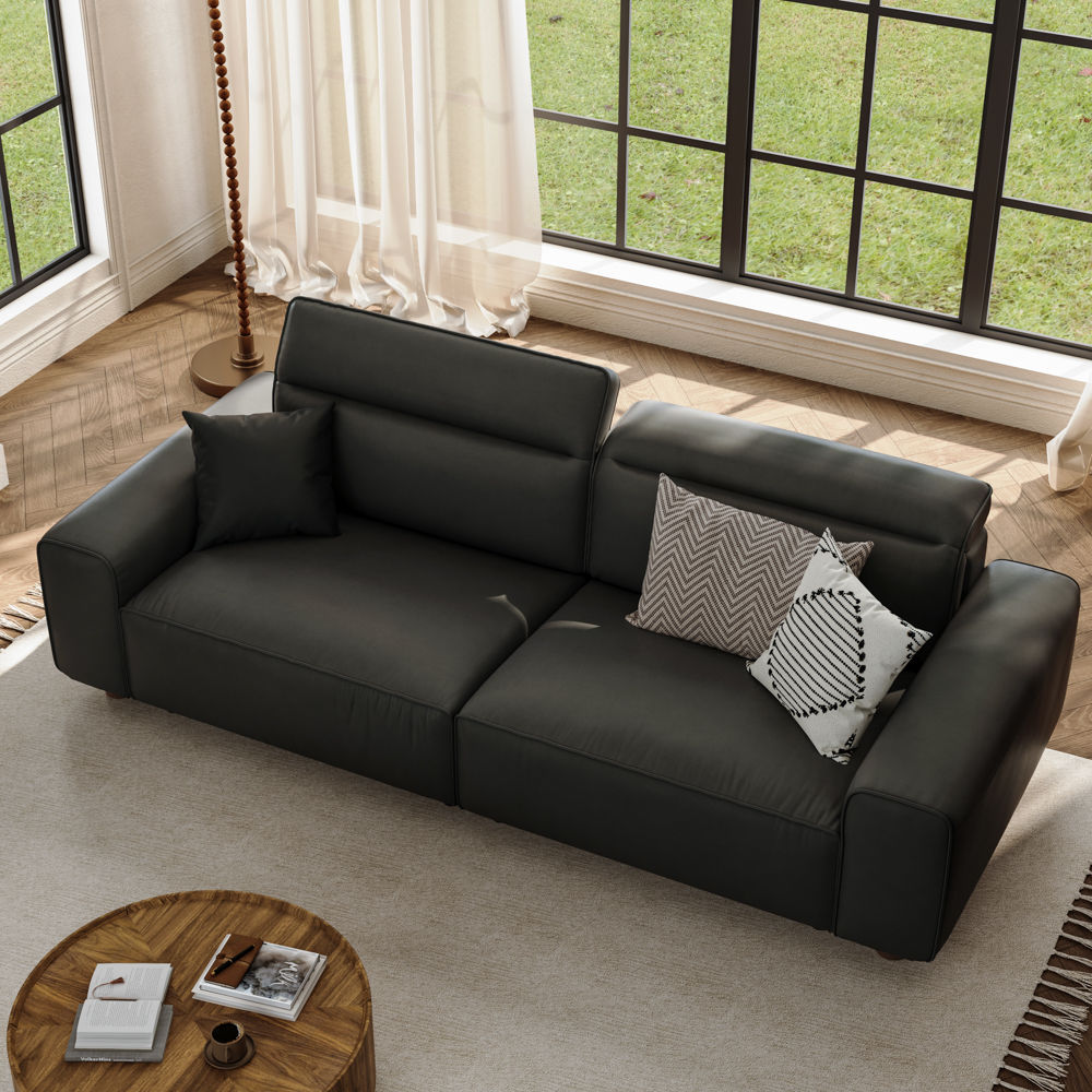 Black Black Eco PU Leather Sofas & Loveseats