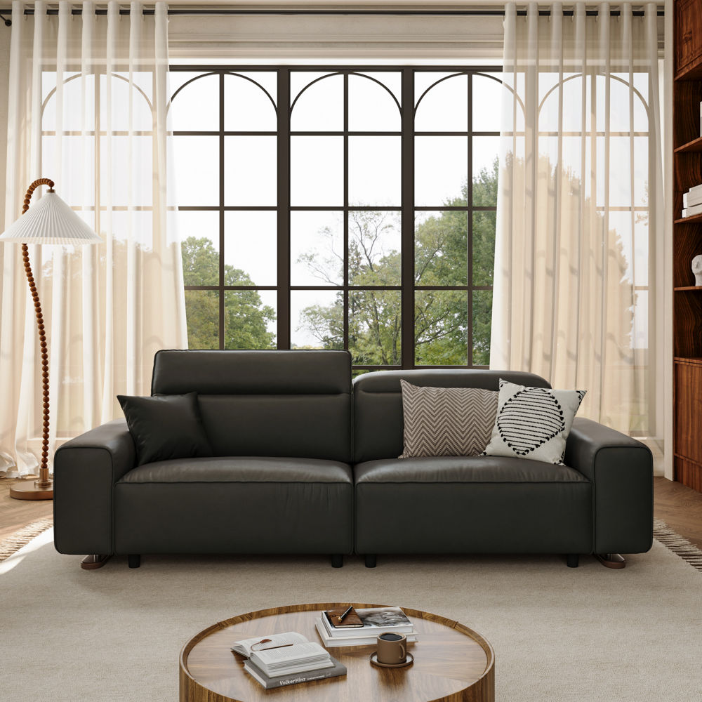 2-3 Seater Black Eco PU Leather Sofas & Loveseats