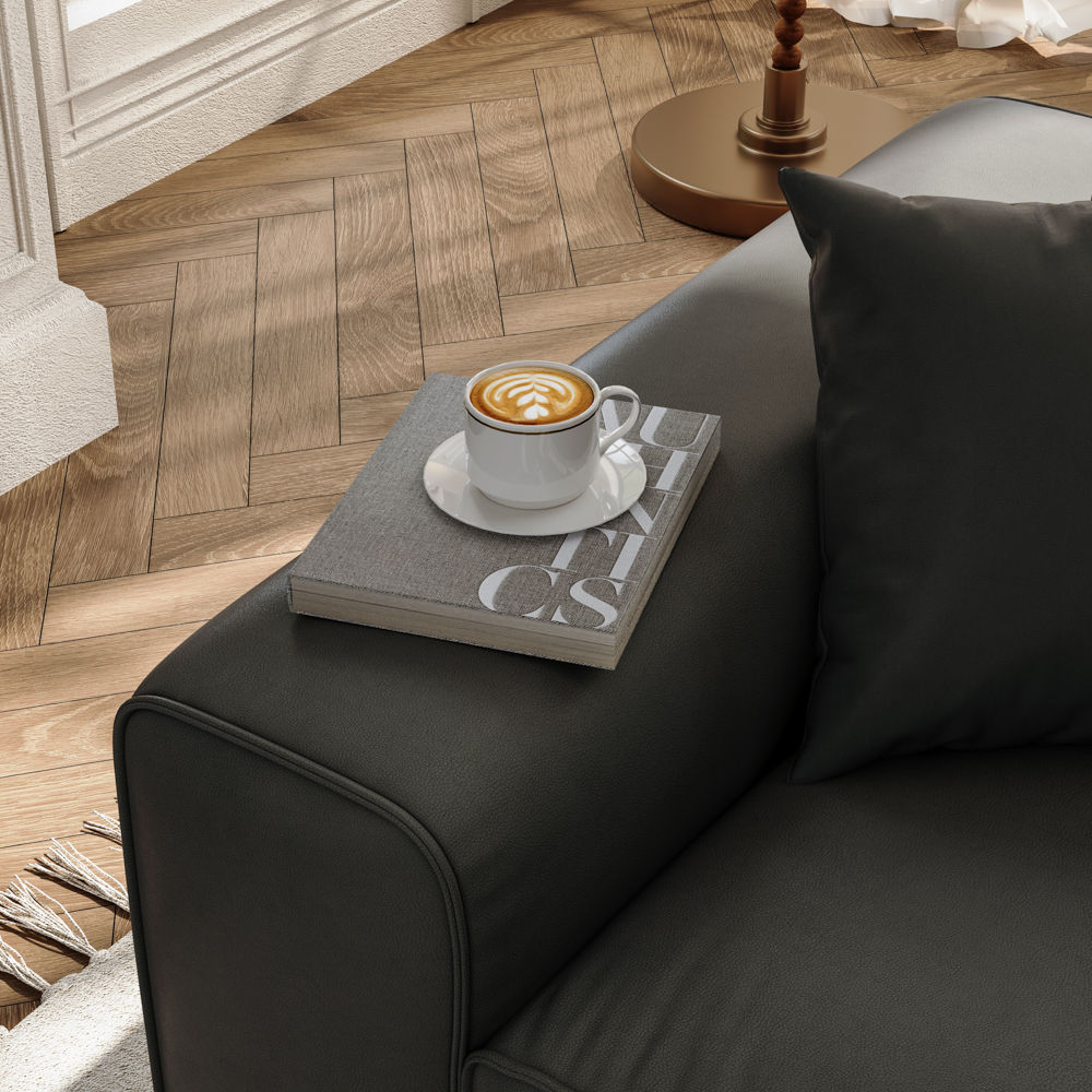 Black Black Eco PU Leather Sofas & Loveseats