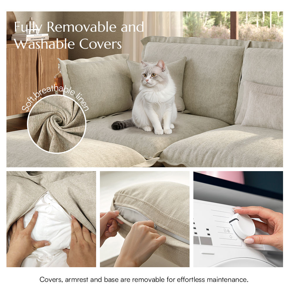Cotton Gray Cotton and Linen Sofas & Loveseats