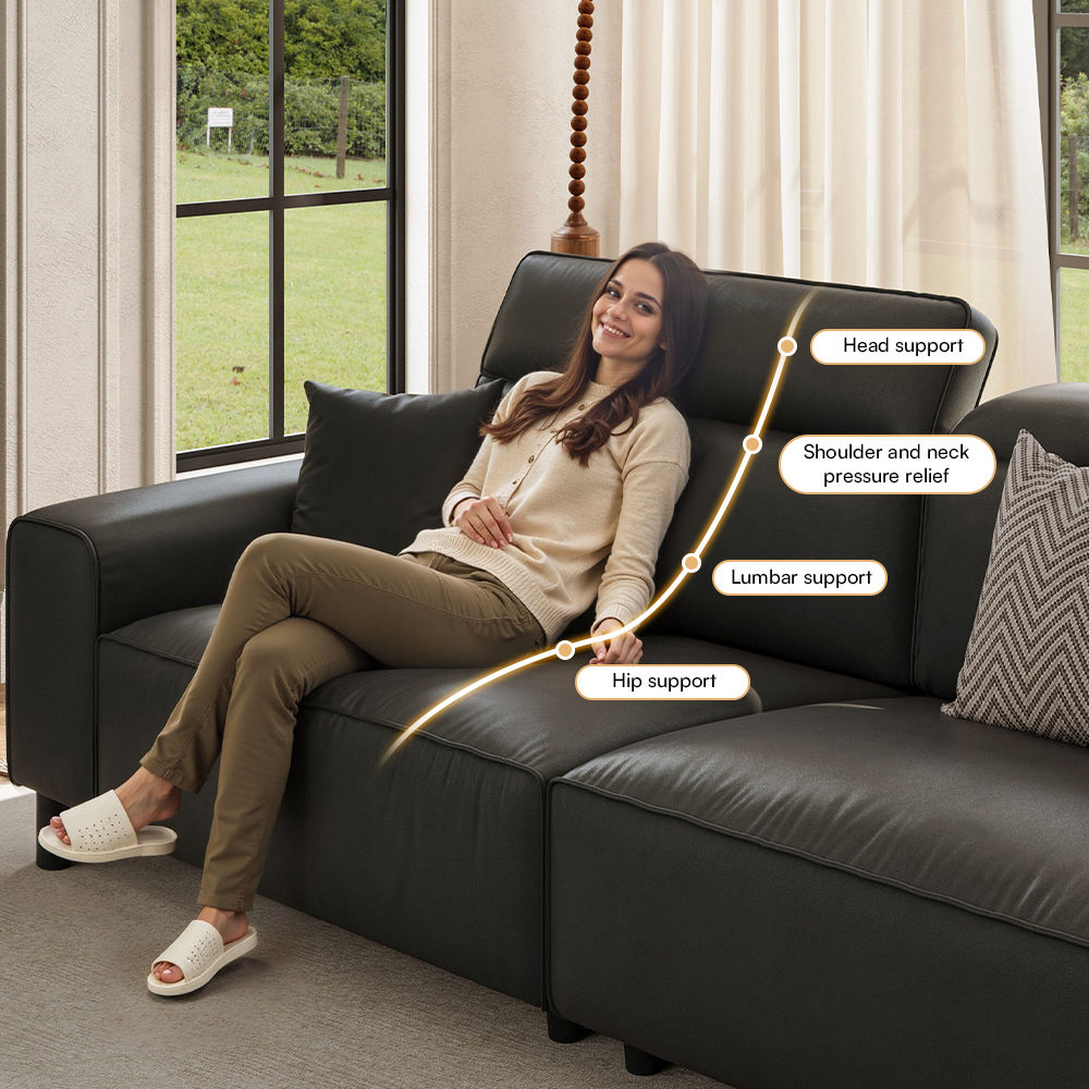 Modern Black Eco PU Leather Sofas & Loveseats