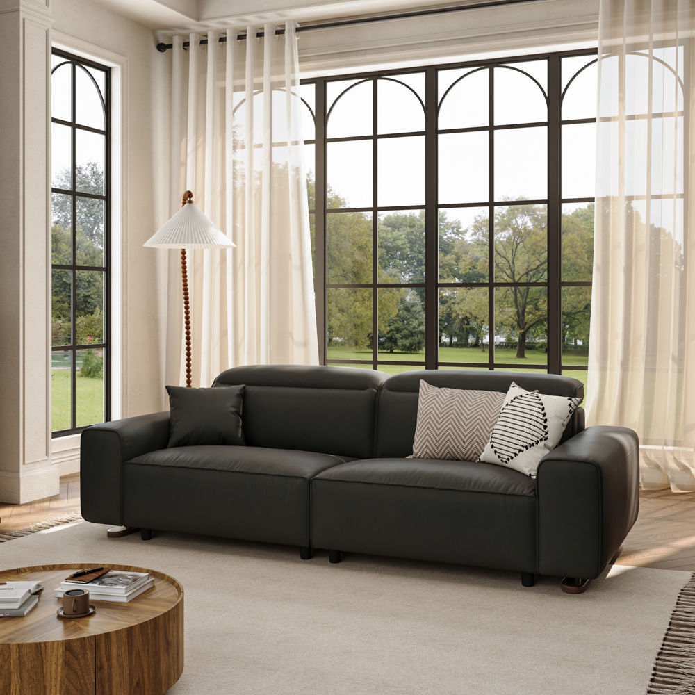 Modern Black Eco PU Leather Sofas & Loveseats