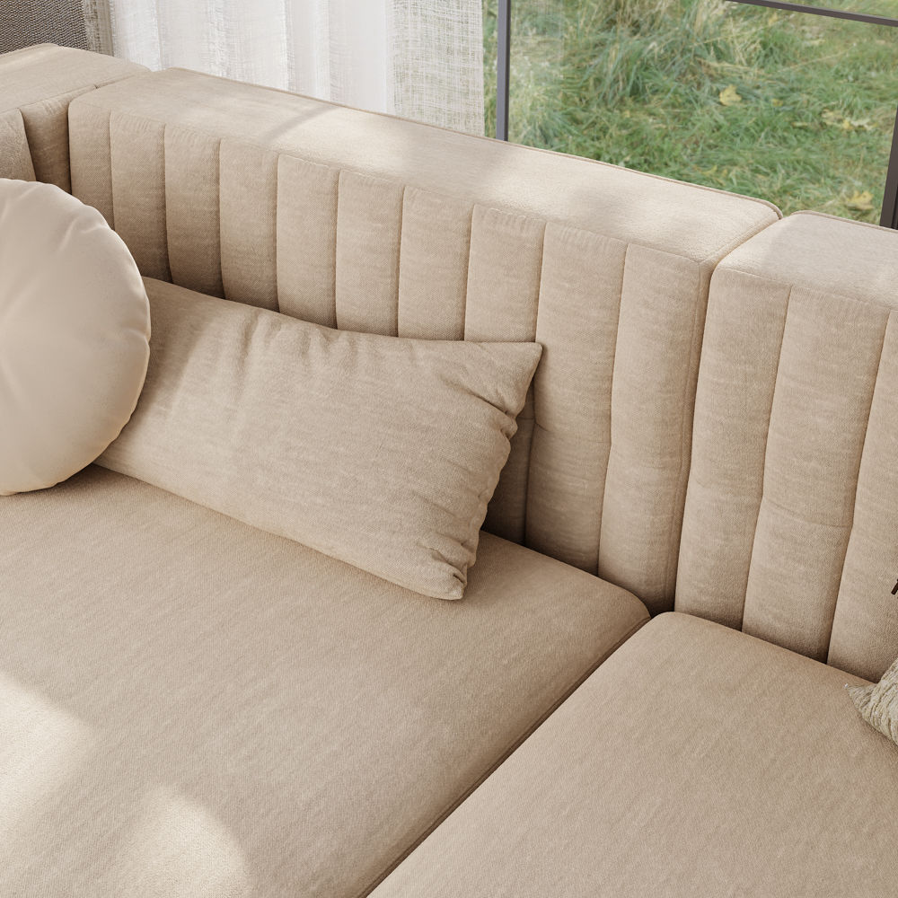 Deep Seat Beige Velvet Sofas & Loveseats