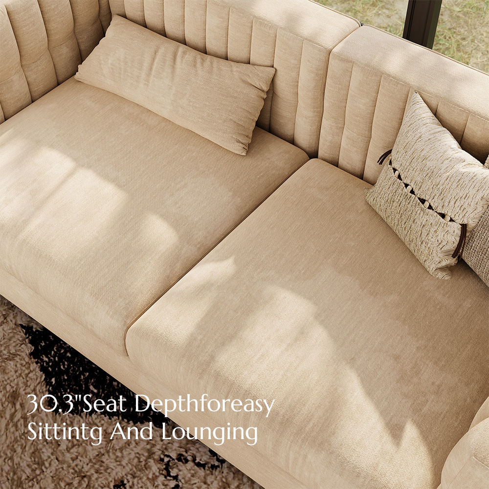 2-3 Seater Beige Velvet Sofas & Loveseats