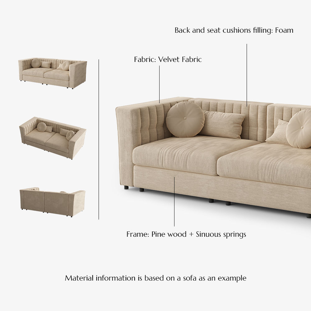 Medium Beige Velvet Sofas & Loveseats