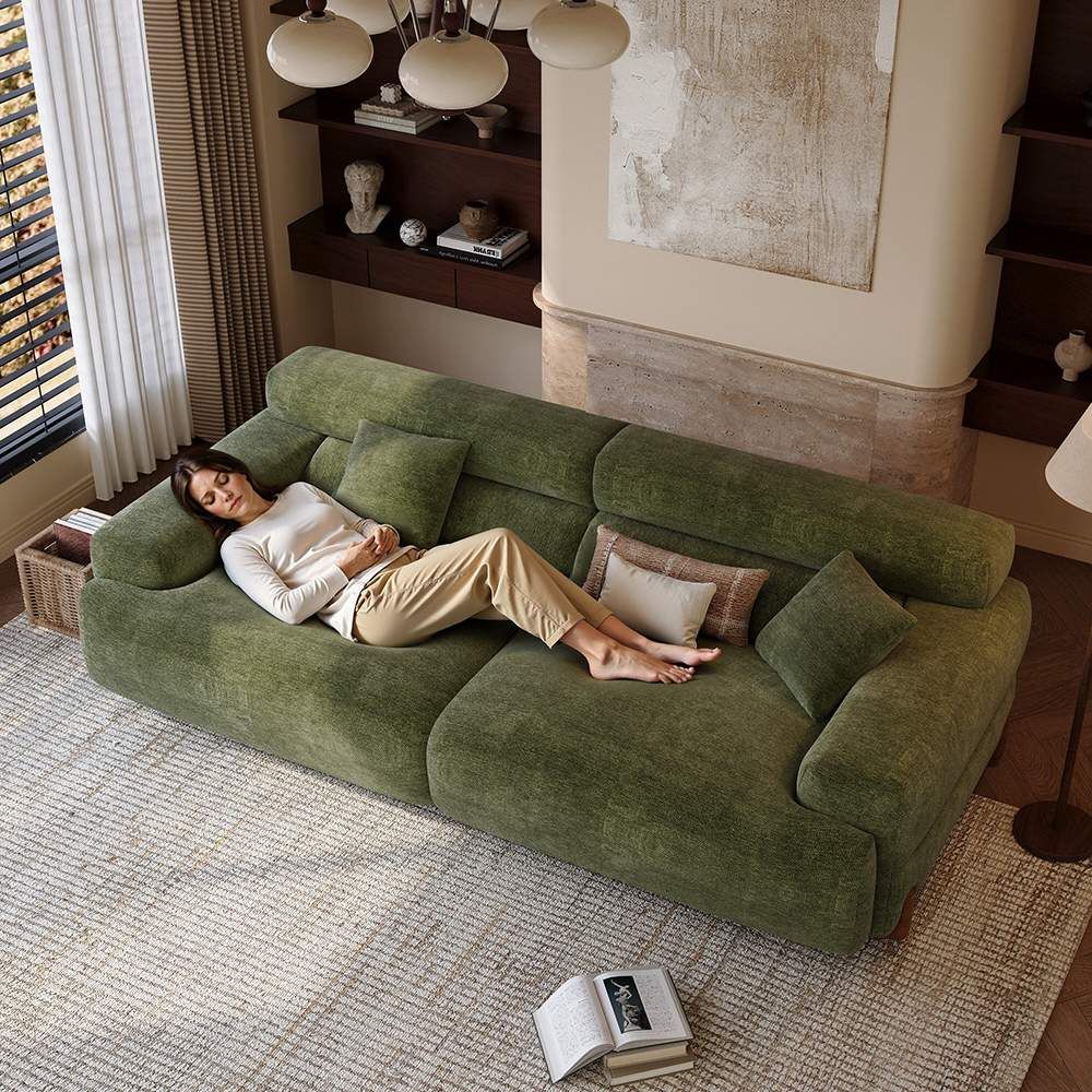 Home Theater Green Chenille Sofas & Loveseats