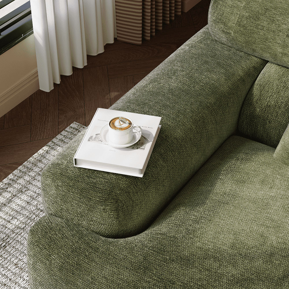3-4 Seater Green Chenille Sofas & Loveseats