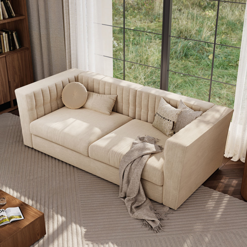 Soft Beige Velvet Sofas & Loveseats