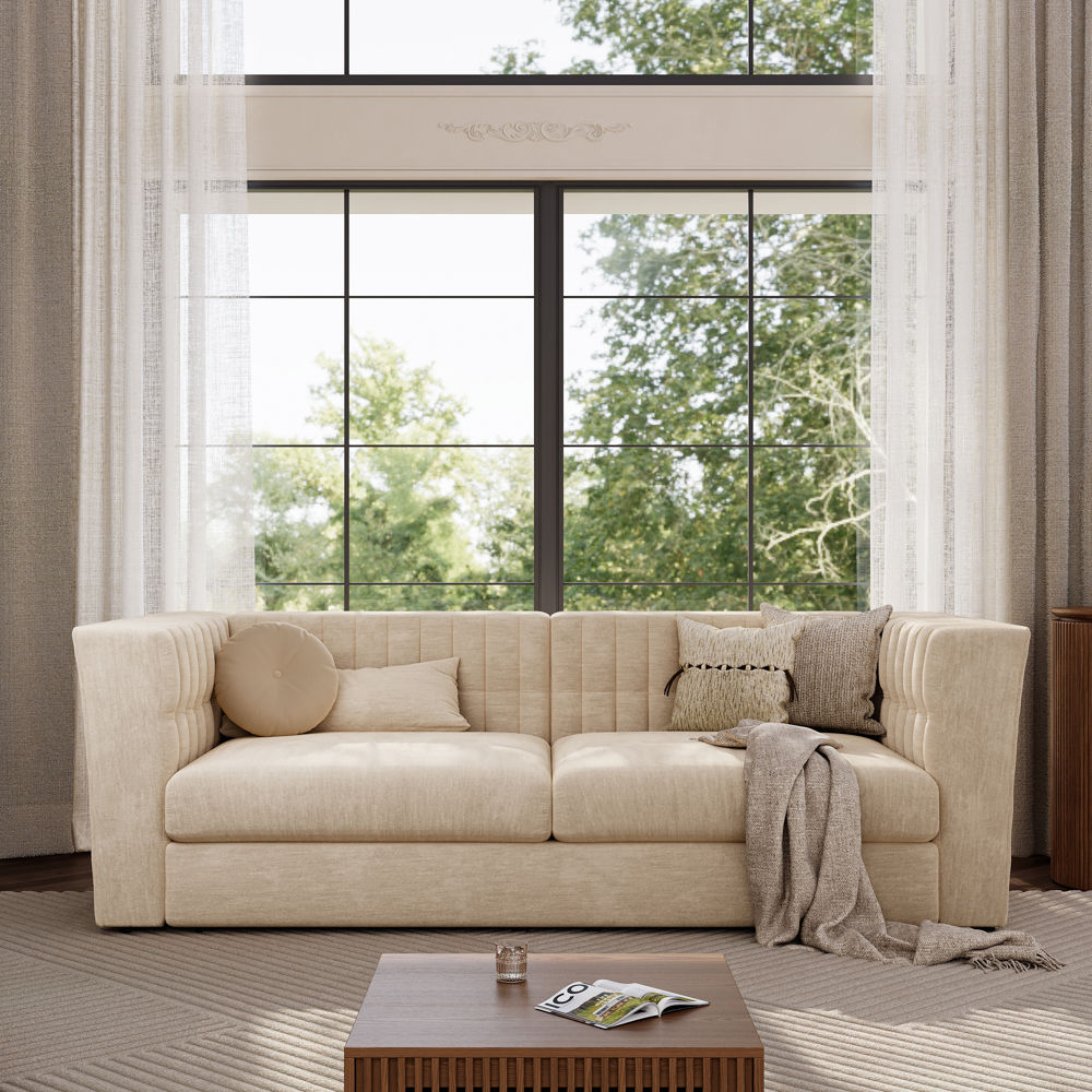 Soft Beige Velvet Sofas & Loveseats
