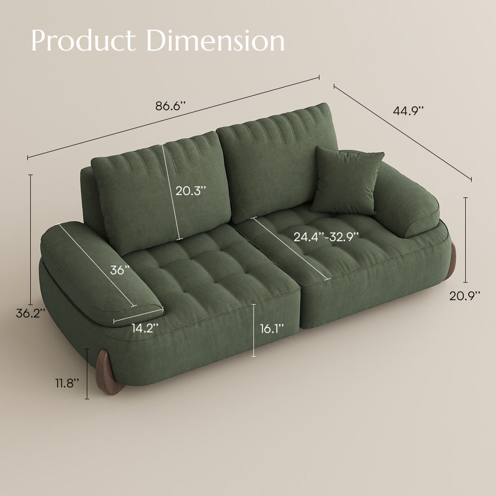 Adjustable Green Fabric Sofas & Loveseats