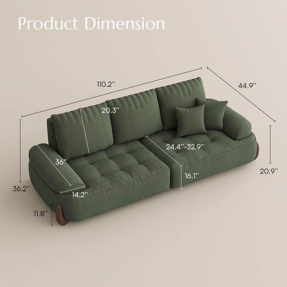 Wood Leg Green Fabric Sofas & Loveseats
