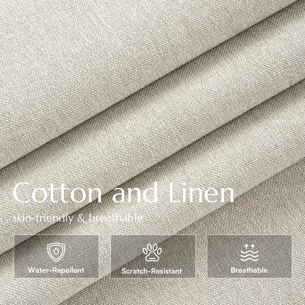 Partial Assembly Required Beige Cotton and Linen Sofas & Loveseats