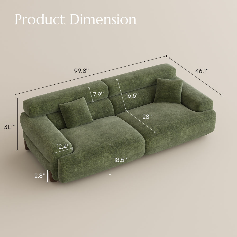 3-4 Seater Green Chenille Sofas & Loveseats