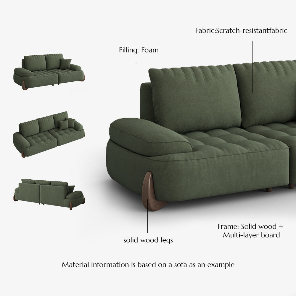 3 Seaters Green Fabric Sofas & Loveseats