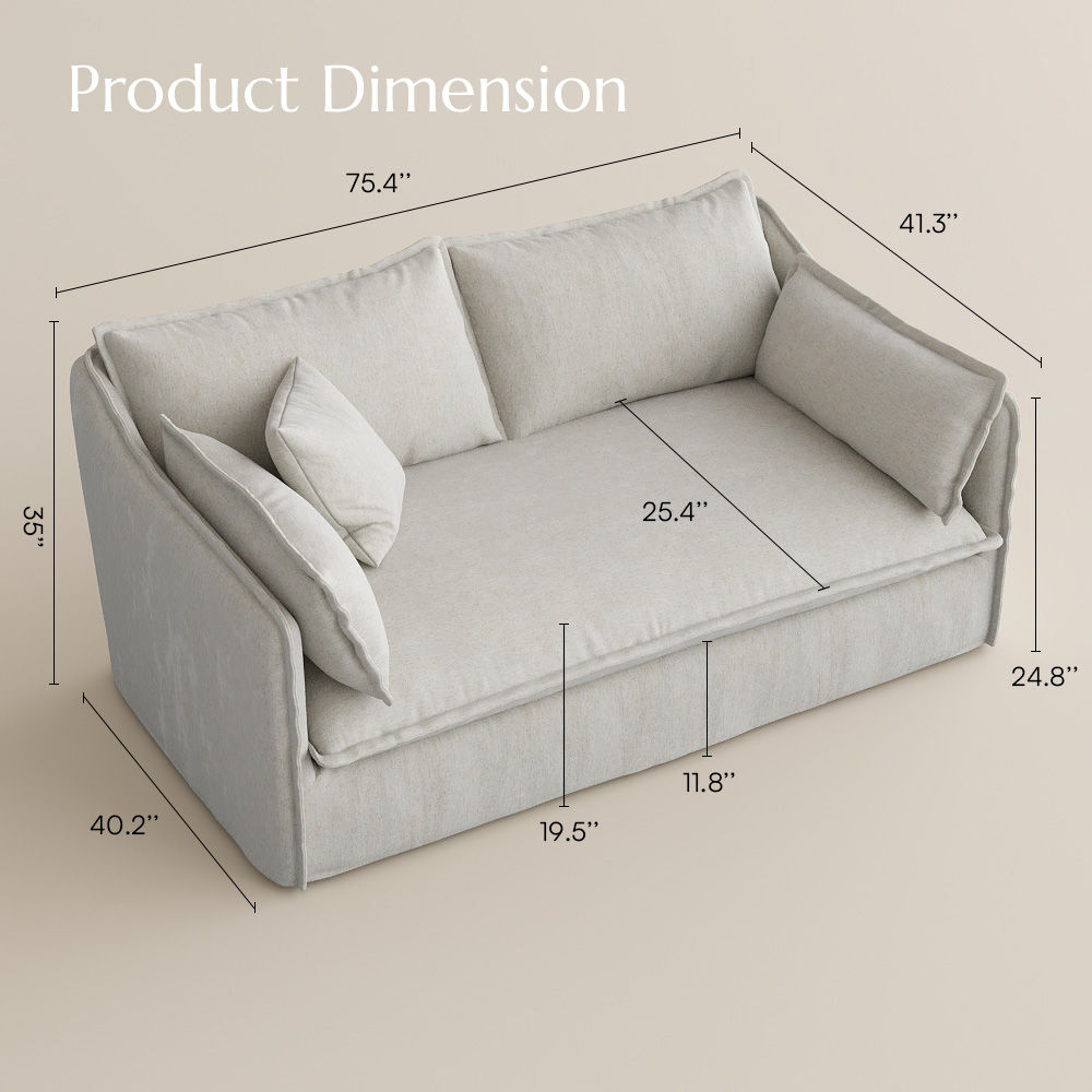 Beige Beige Cotton and Linen Sofas & Loveseats