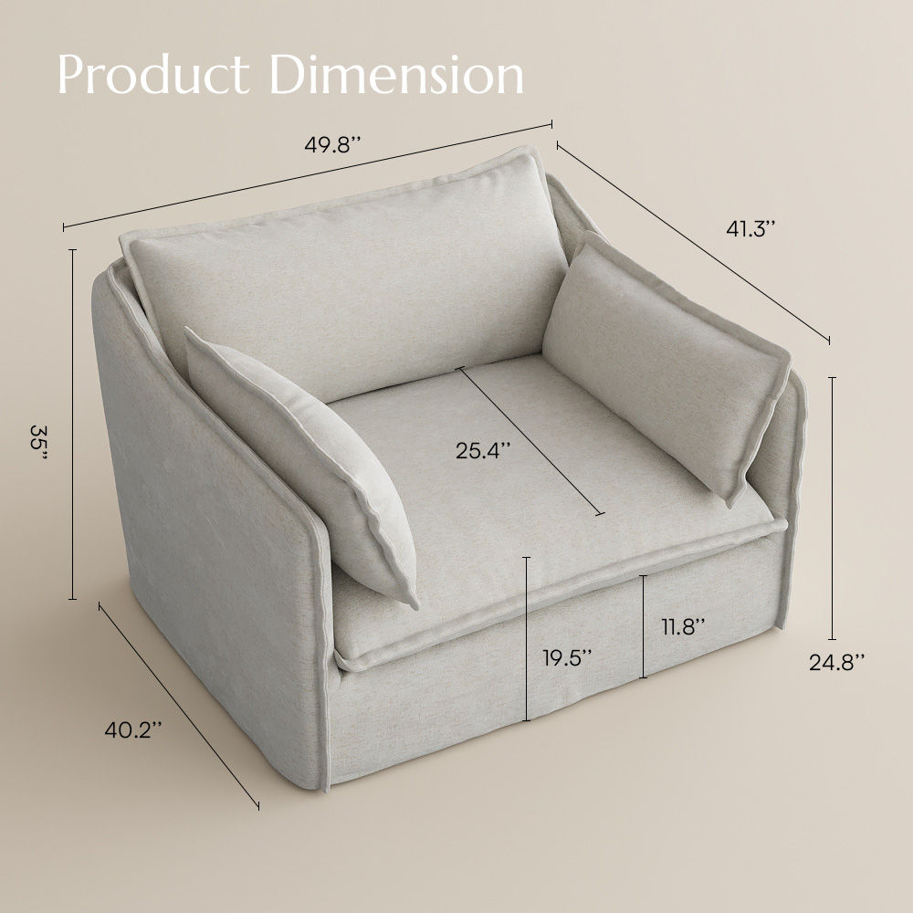 Washable Beige Cotton and Linen Sofas & Loveseats