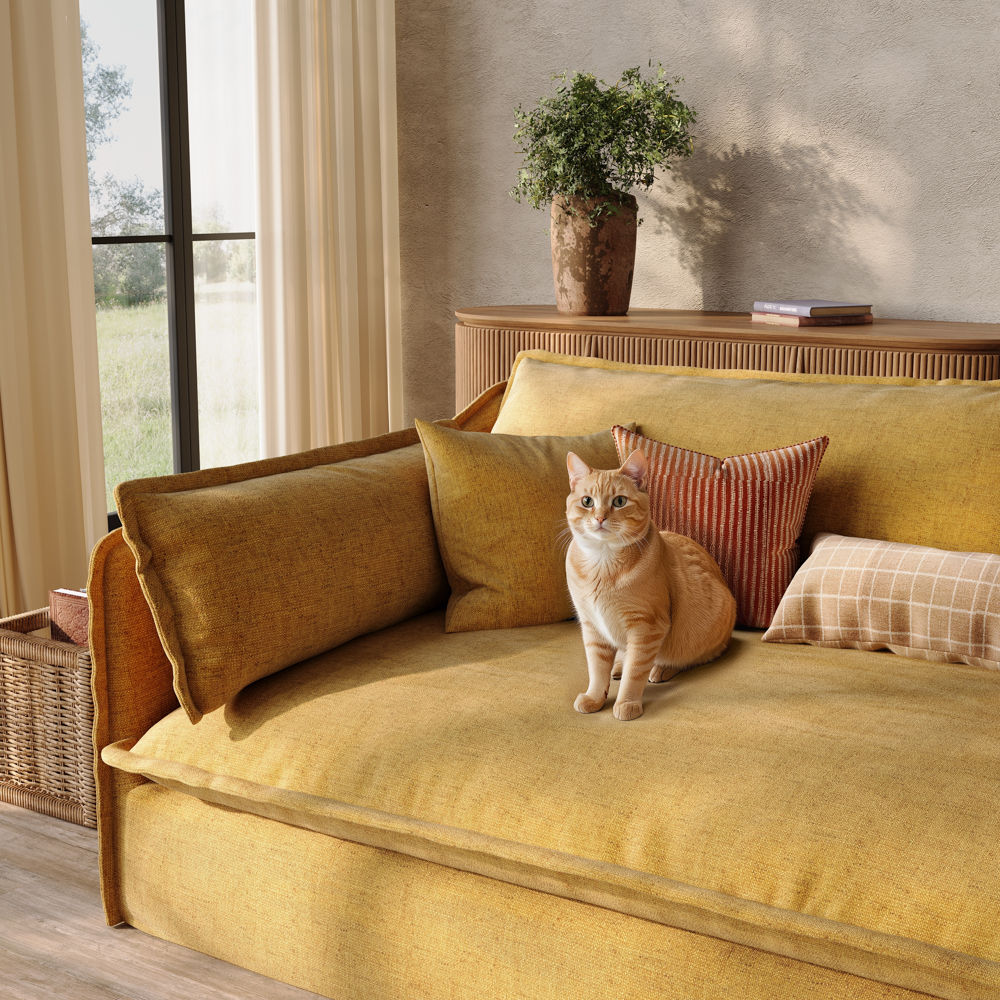 Single Seat Yellow Cotton and Linen Sofas & Loveseats