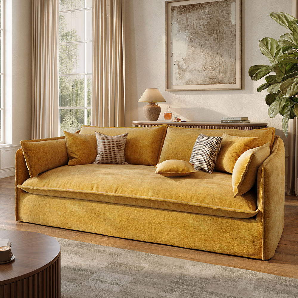 Soft Yellow Cotton and Linen Sofas & Loveseats