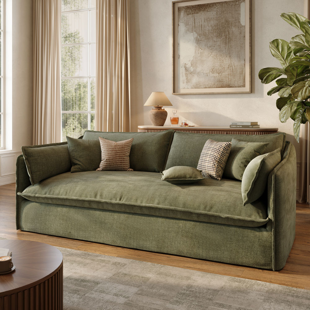 Soft Green Cotton and Linen Sofas & Loveseats