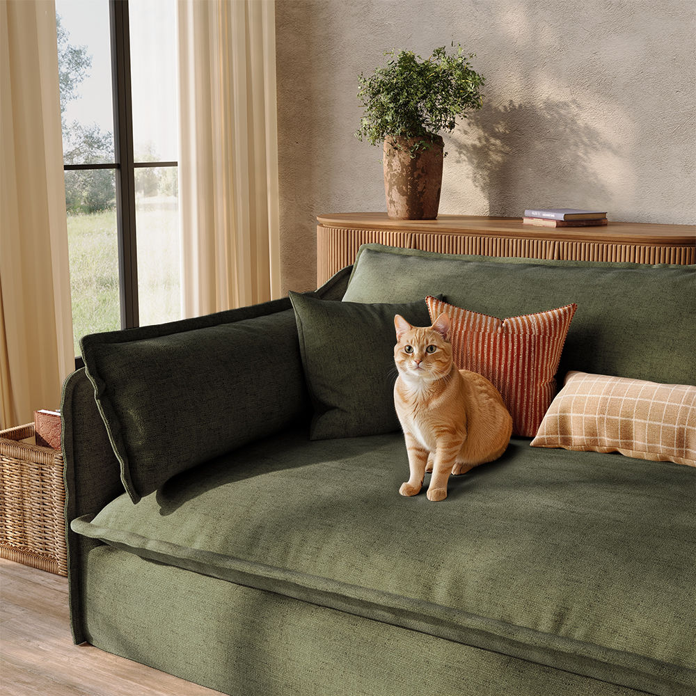 Apartment Green Cotton and Linen Sofas & Loveseats