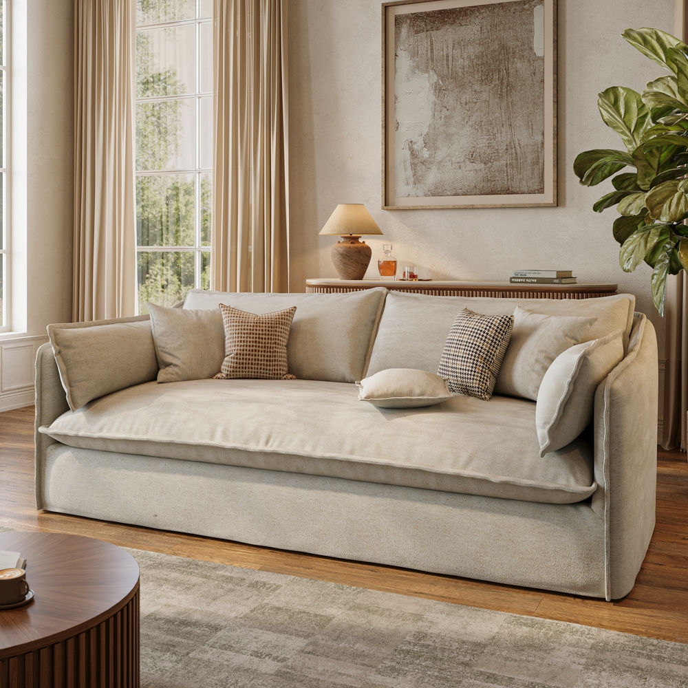 Linen Beige Cotton and Linen Sofas & Loveseats