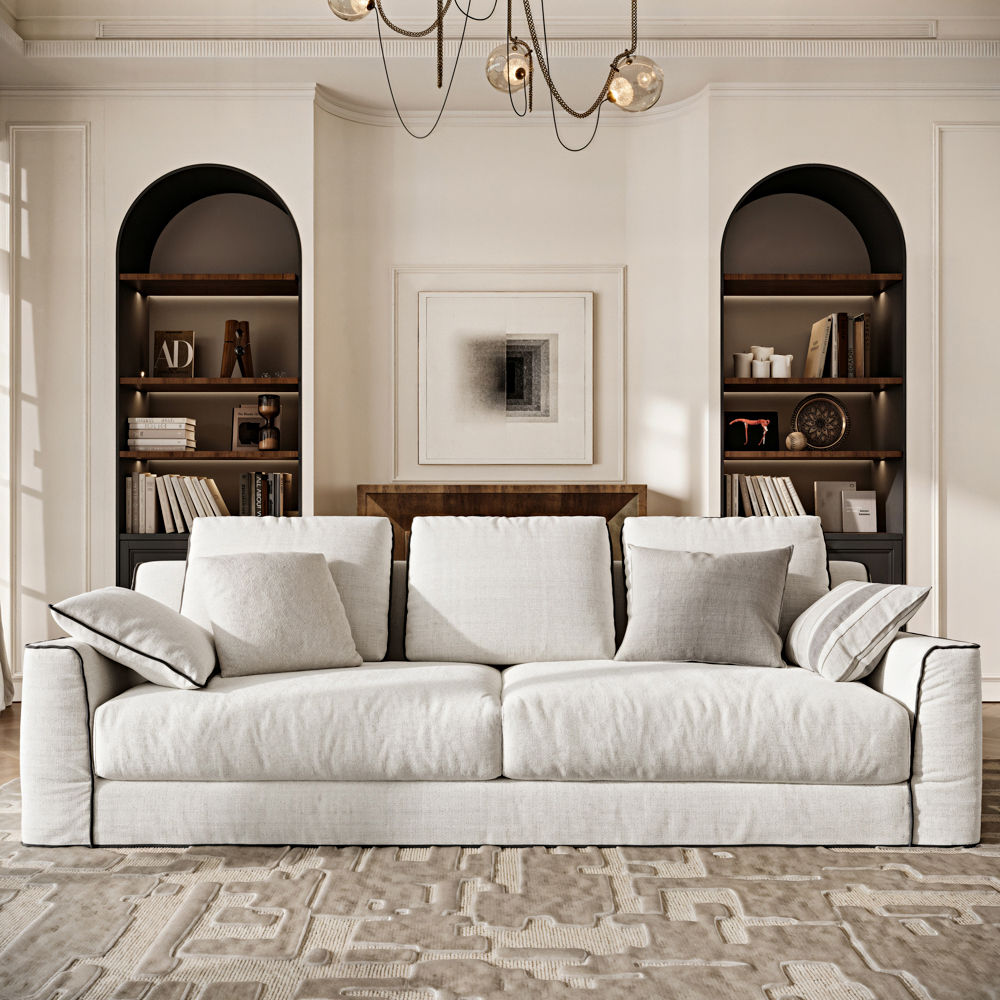 Large Beige Cotton and Linen Sofas & Loveseats