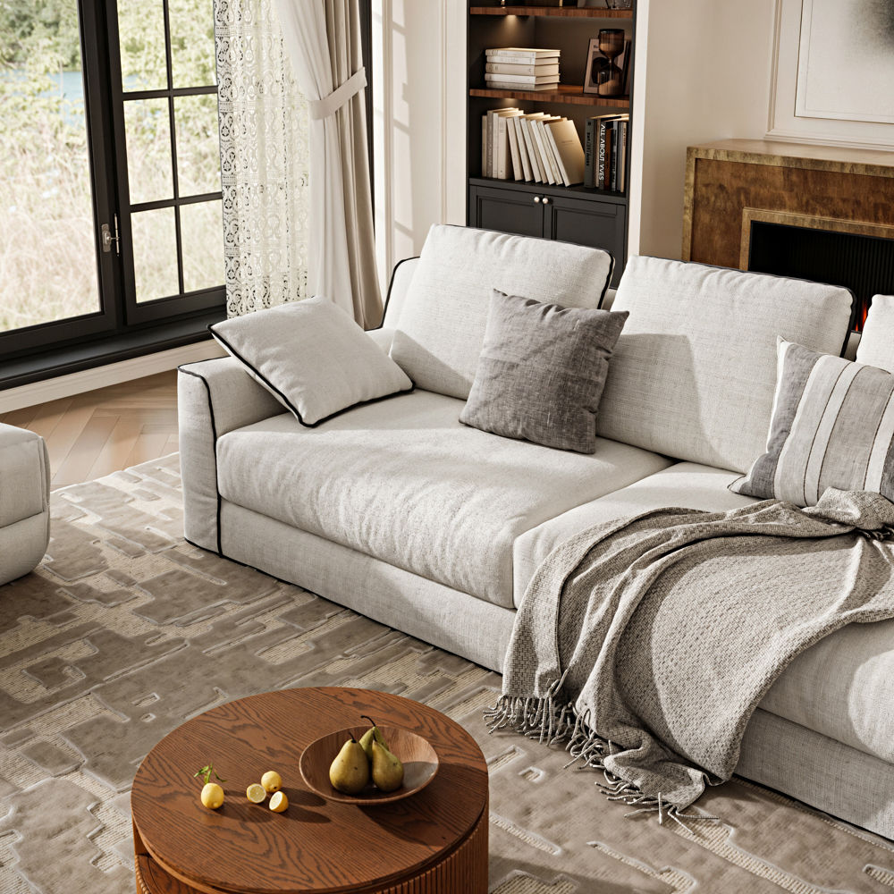 Apartment Beige Cotton and Linen Sofas & Loveseats