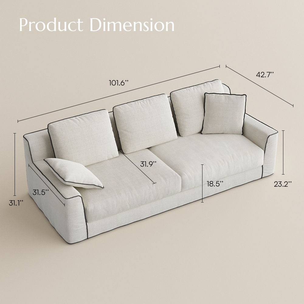 Linen Beige Cotton and Linen Sofas & Loveseats