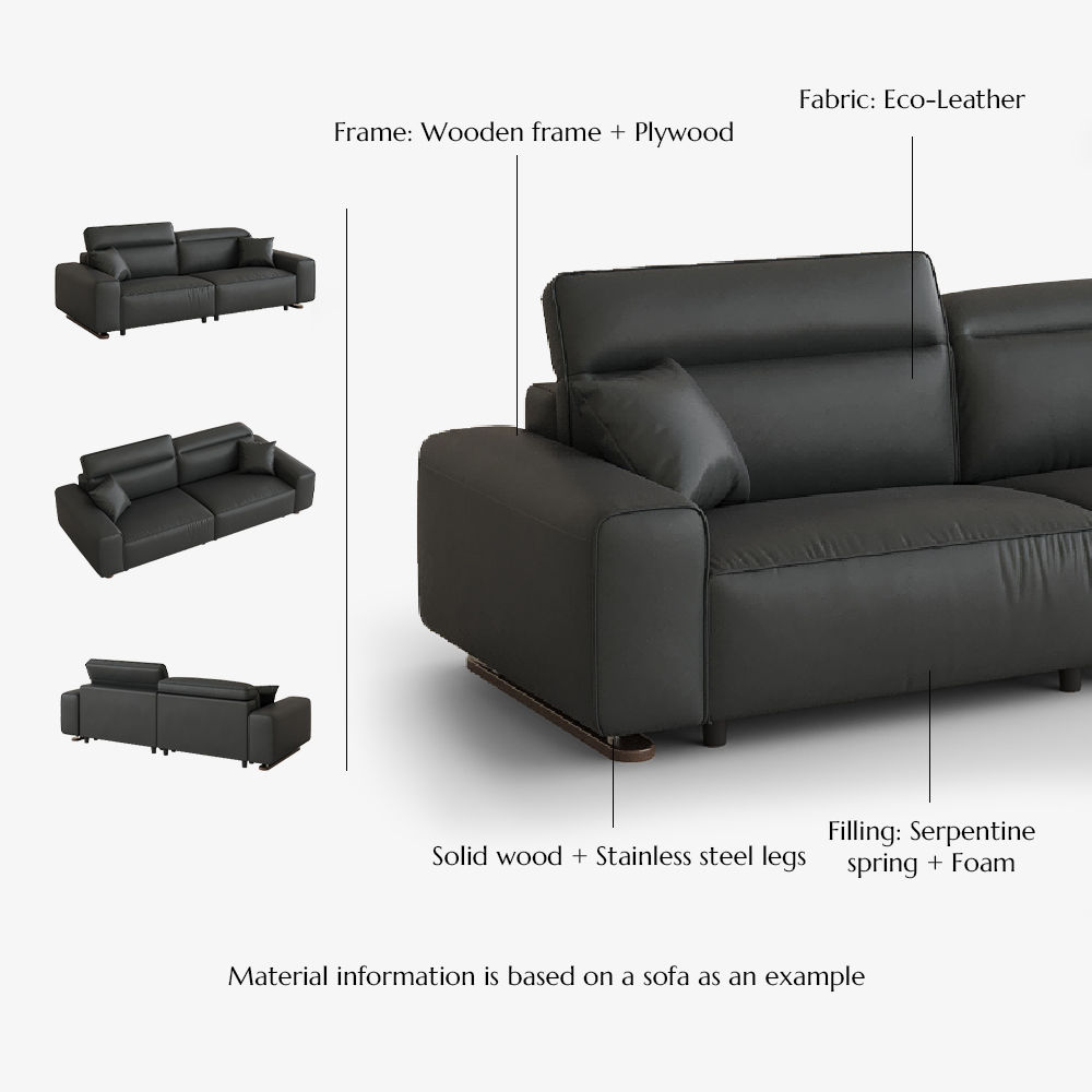 Eco Leather Black Eco PU Leather Sofas & Loveseats
