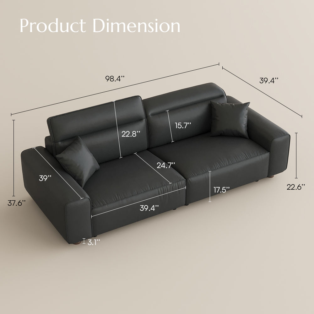 Comfortable Black Eco PU Leather Sofas & Loveseats