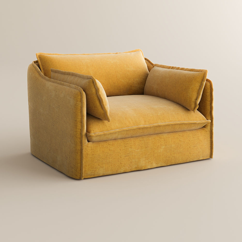Living Room Yellow Cotton and Linen Sofas & Loveseats