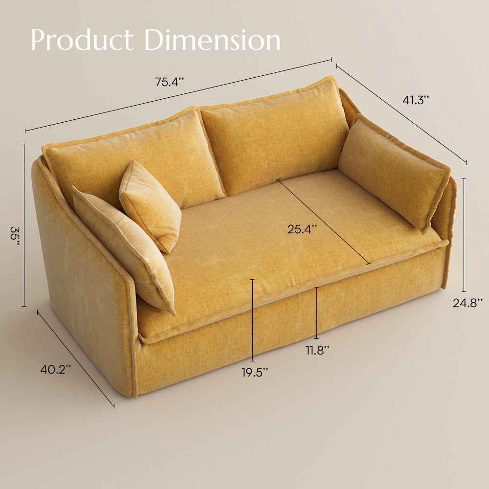 Partial Assembly Required Yellow Cotton and Linen Sofas & Loveseats