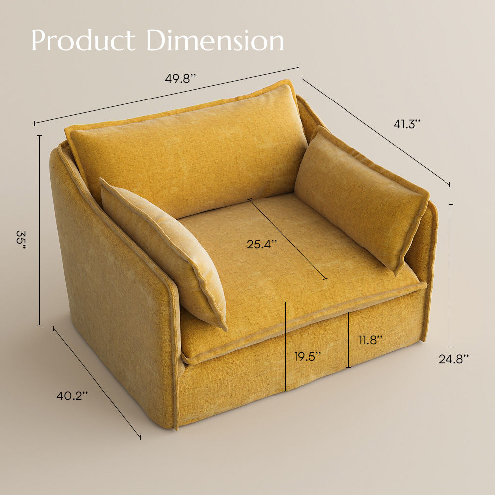 Medium Yellow Cotton and Linen Sofas & Loveseats