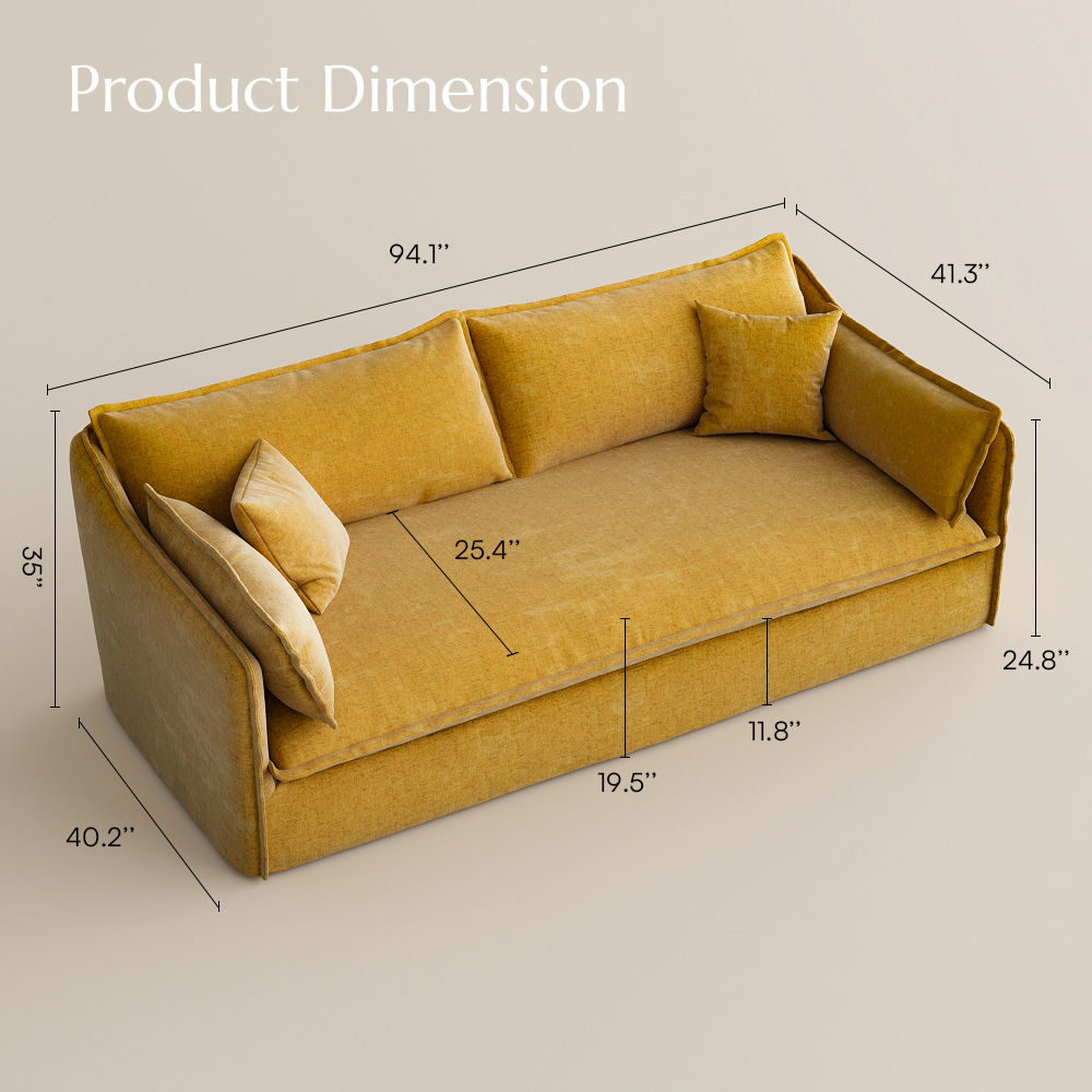 Living Room Yellow Cotton and Linen Sofas & Loveseats