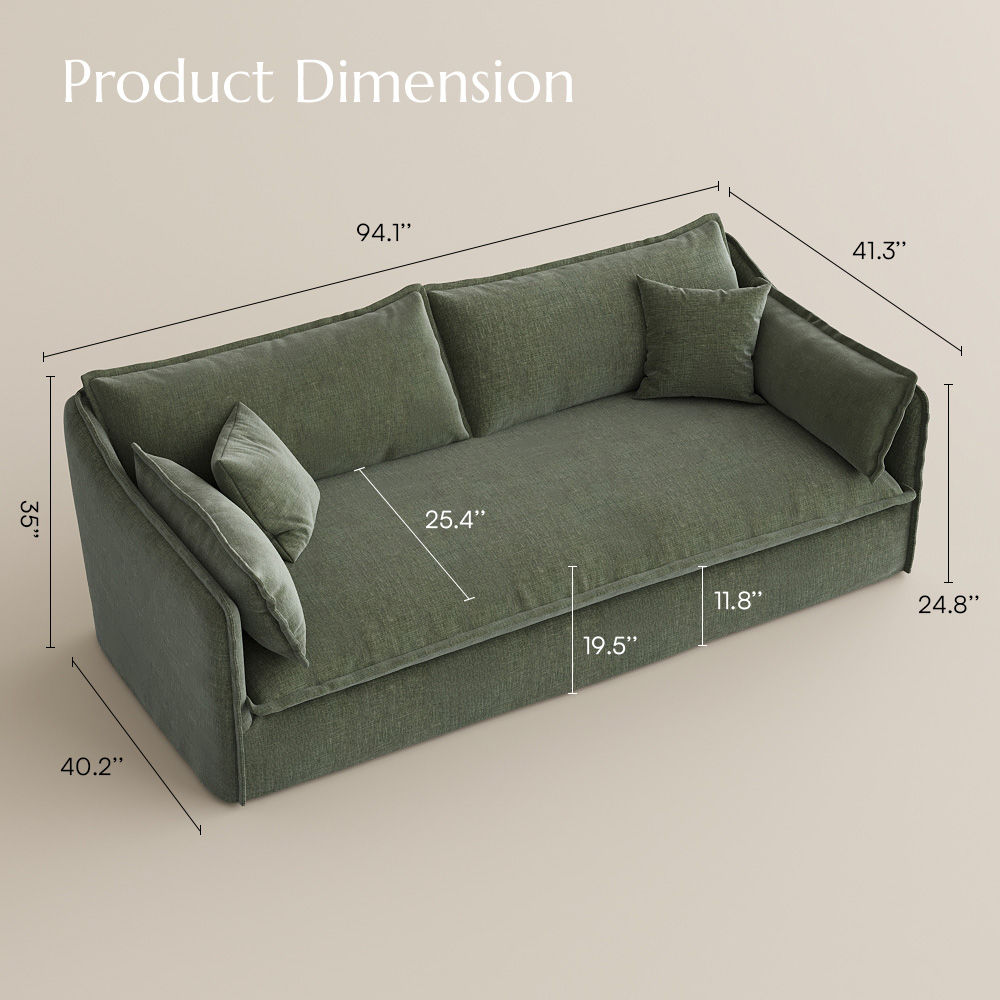 Washable Green Cotton and Linen Sofas & Loveseats