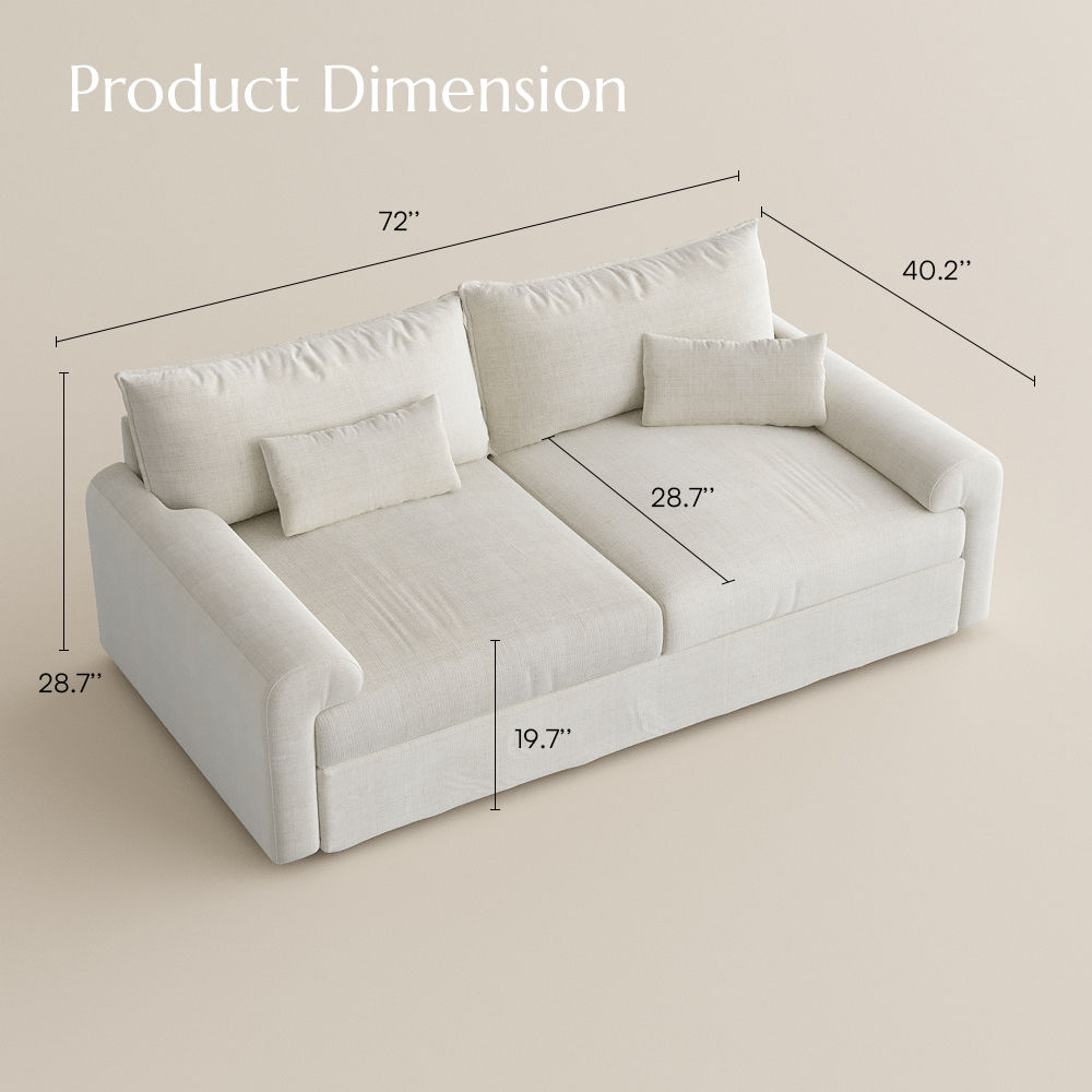 2-3 Seater Beige Cotton and Linen Sofas & Loveseats