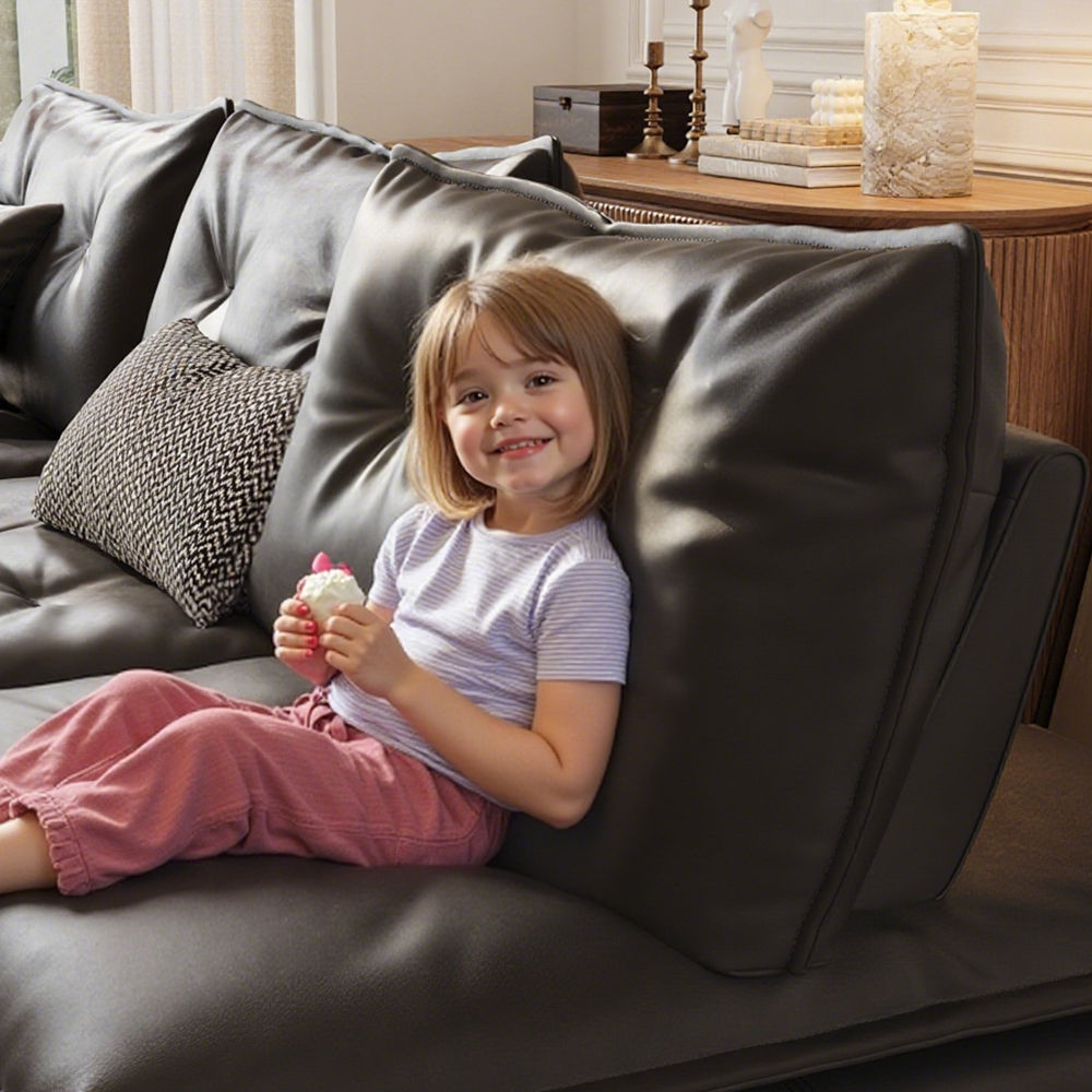 Deep Seat Black Eco PU Leather Sofas & Loveseats