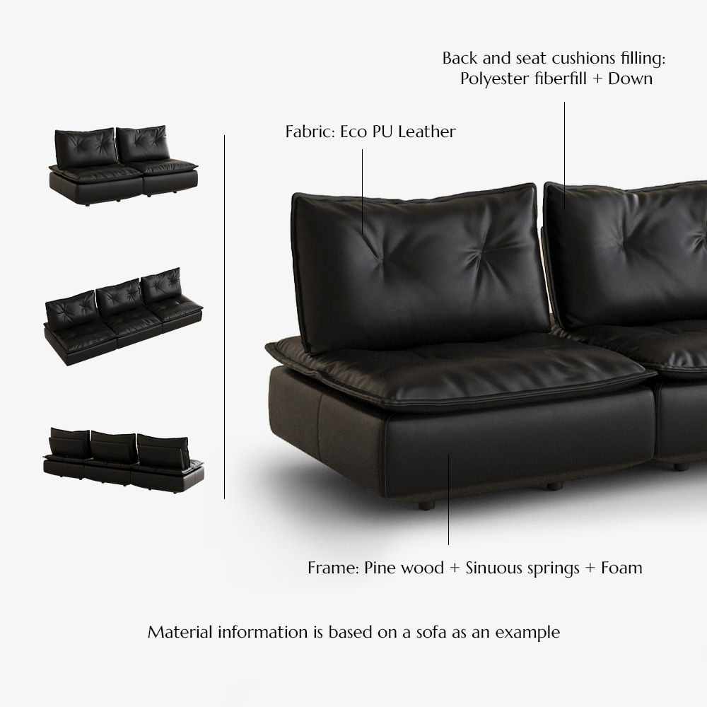 Comfortable Black Eco PU Leather Sofas & Loveseats