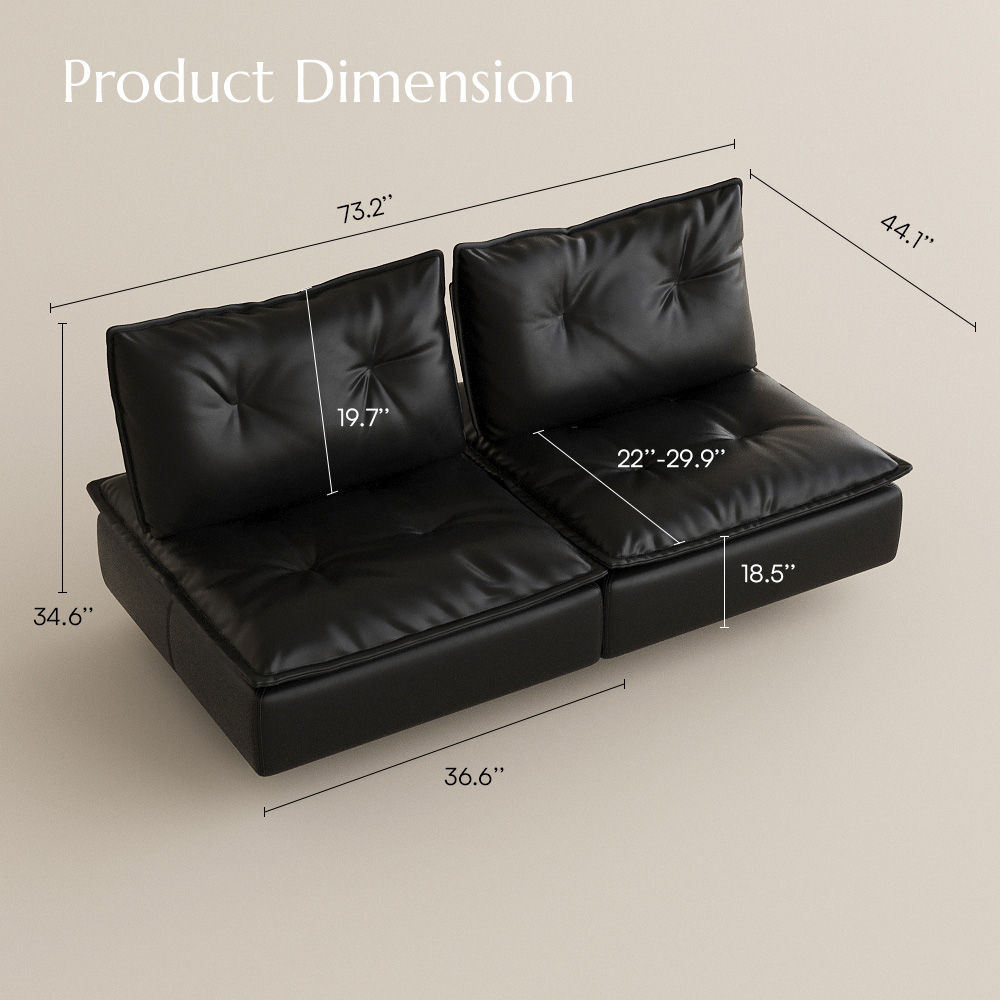 Mid-Century Modern Black Eco PU Leather Sofas & Loveseats