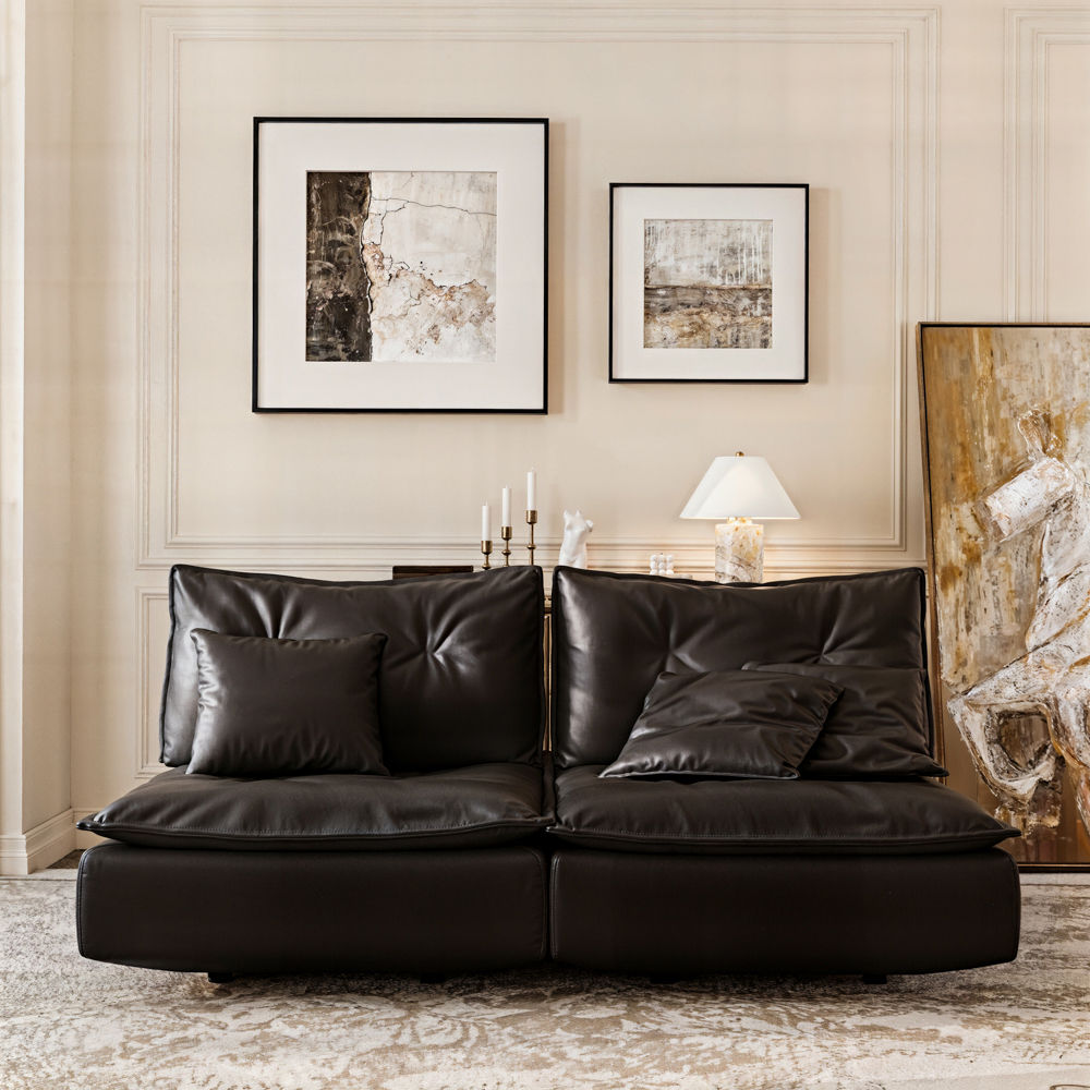 Deep Seat Black Eco PU Leather Sofas & Loveseats