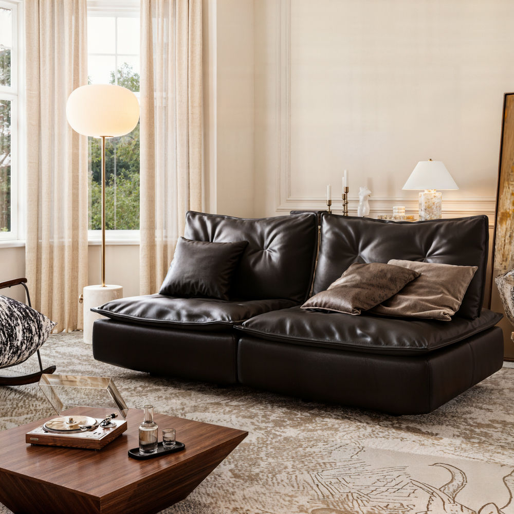 Large Black Eco PU Leather Sofas & Loveseats