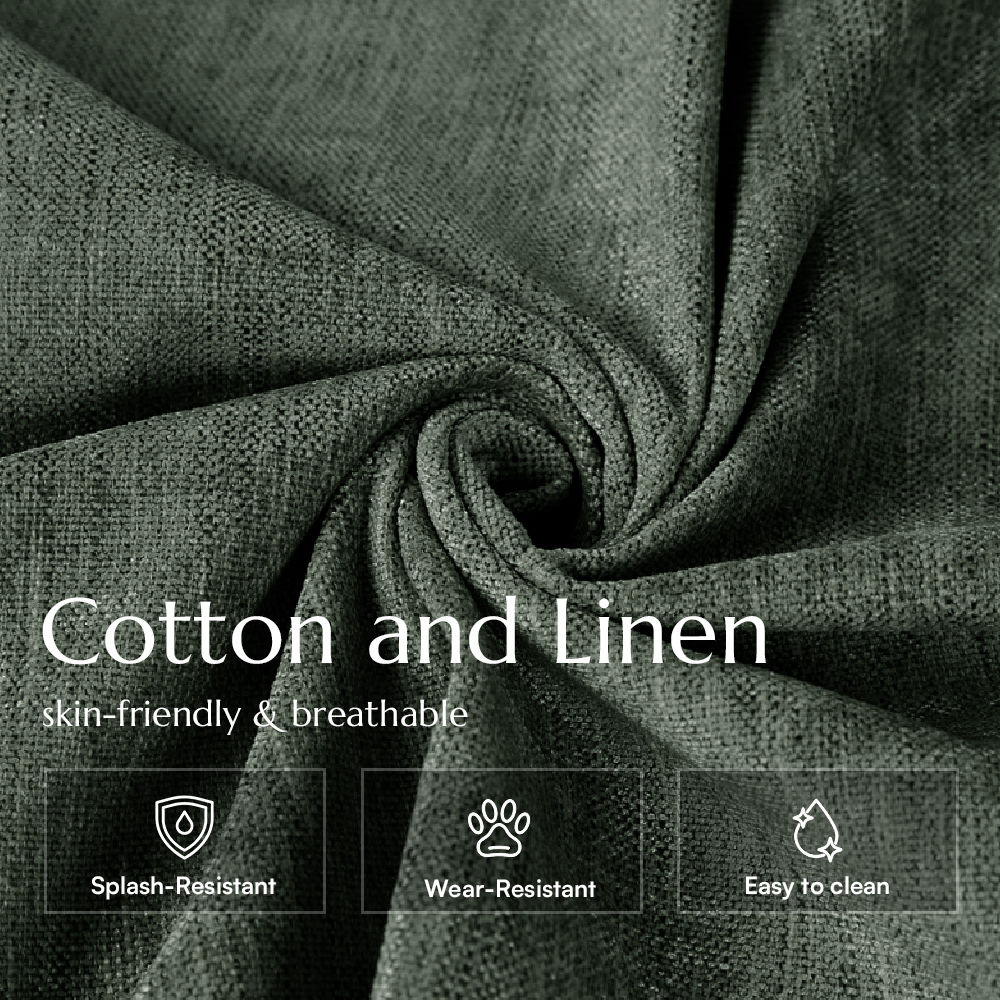 Medium Green Cotton and Linen Sofas & Loveseats