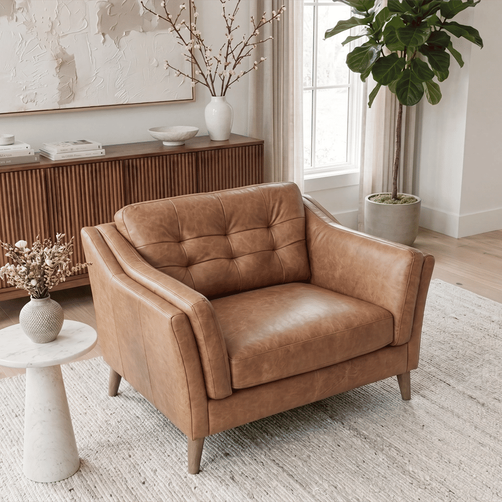 Light Brown Genuine Leather Sofas & Loveseats