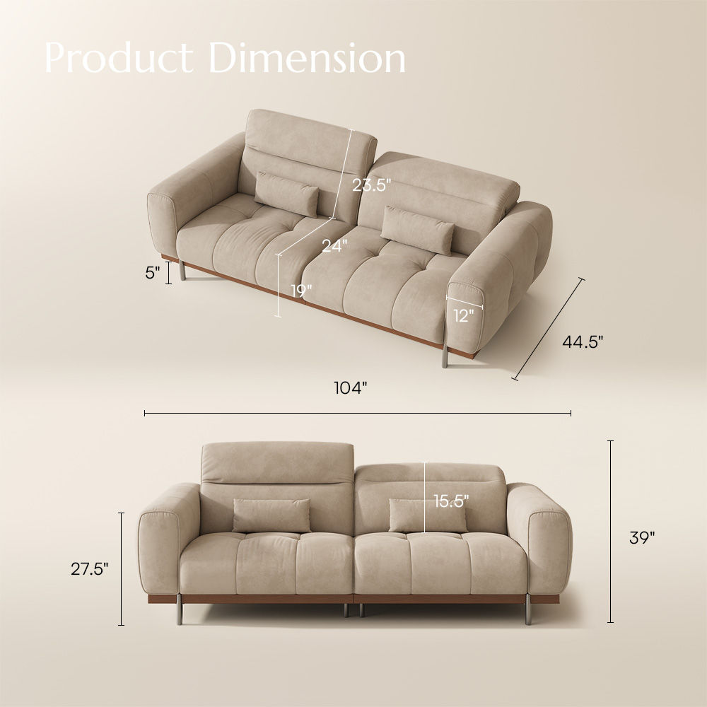 Sofas & Loveseats Light Khaki Suede Fabric Sofas & Loveseats