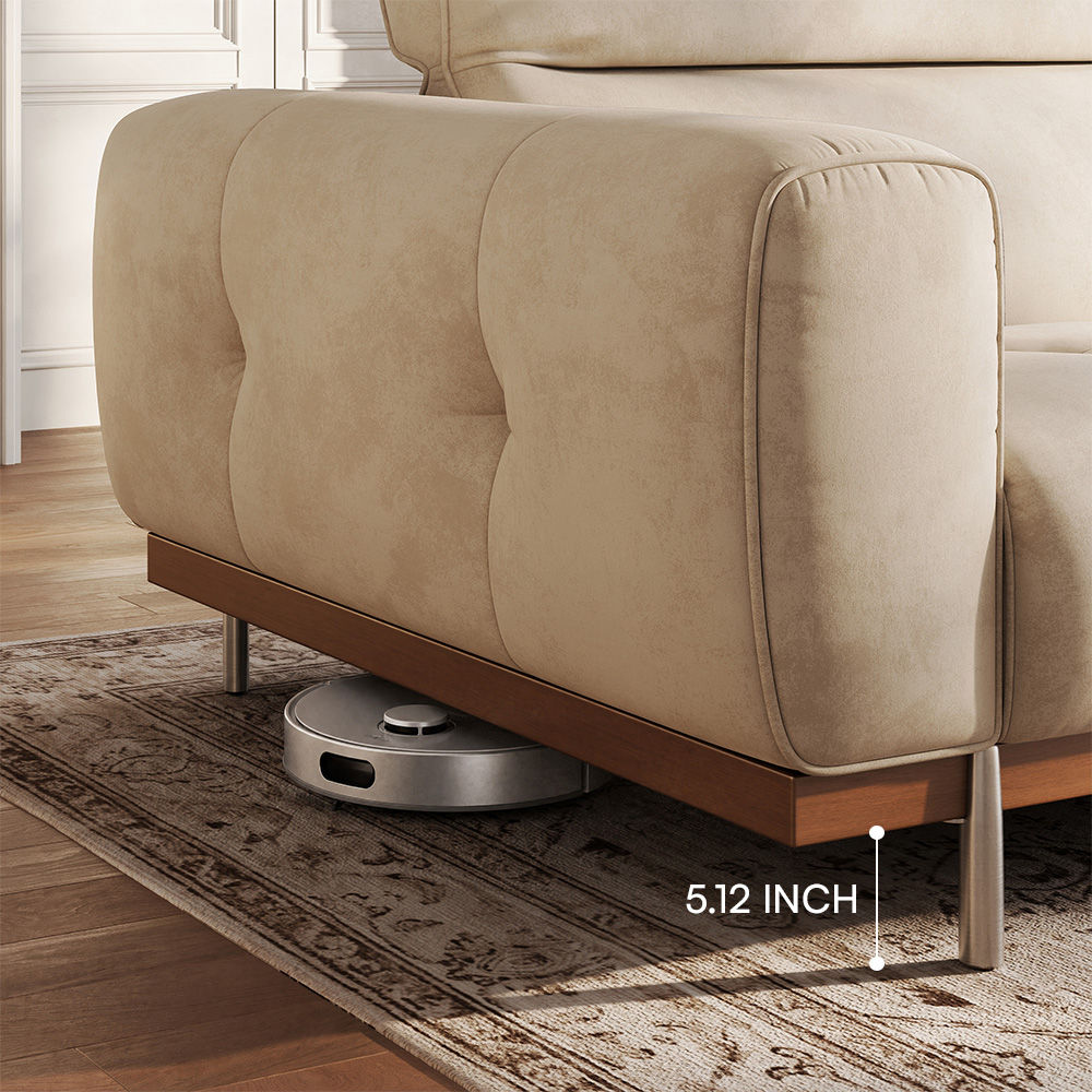 Spill-Resistant Light Khaki Suede Fabric Sofas & Loveseats
