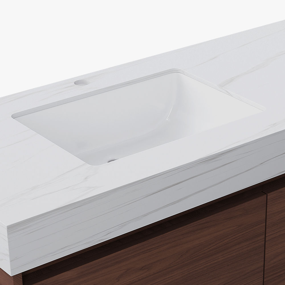 Partly Assemble White & Walnut Sintered Stone & Plywood Storage
