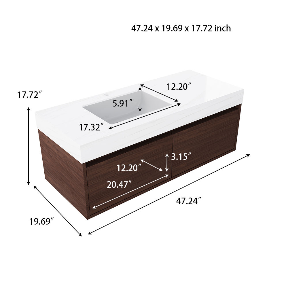 Modern White & Walnut Sintered Stone & Plywood Storage